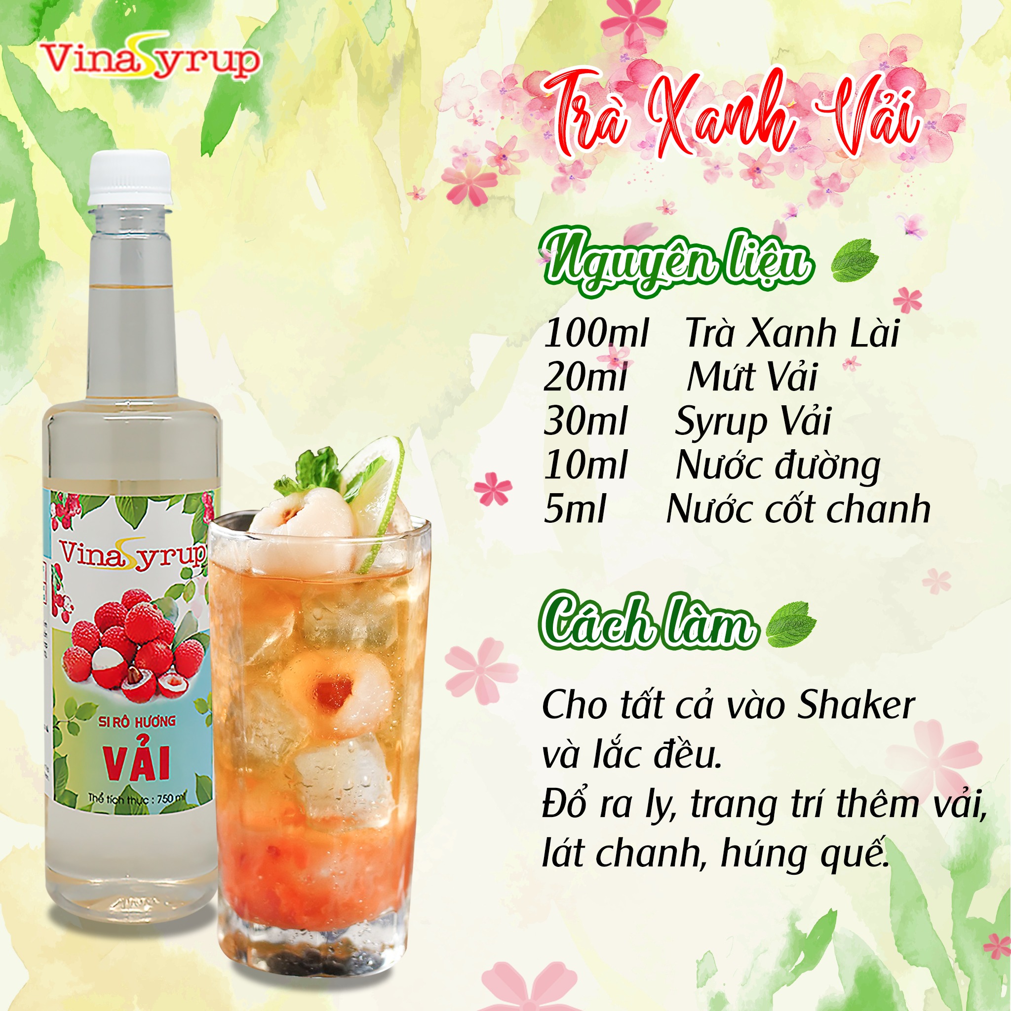 Siro Vải Vinasyrup 750ml