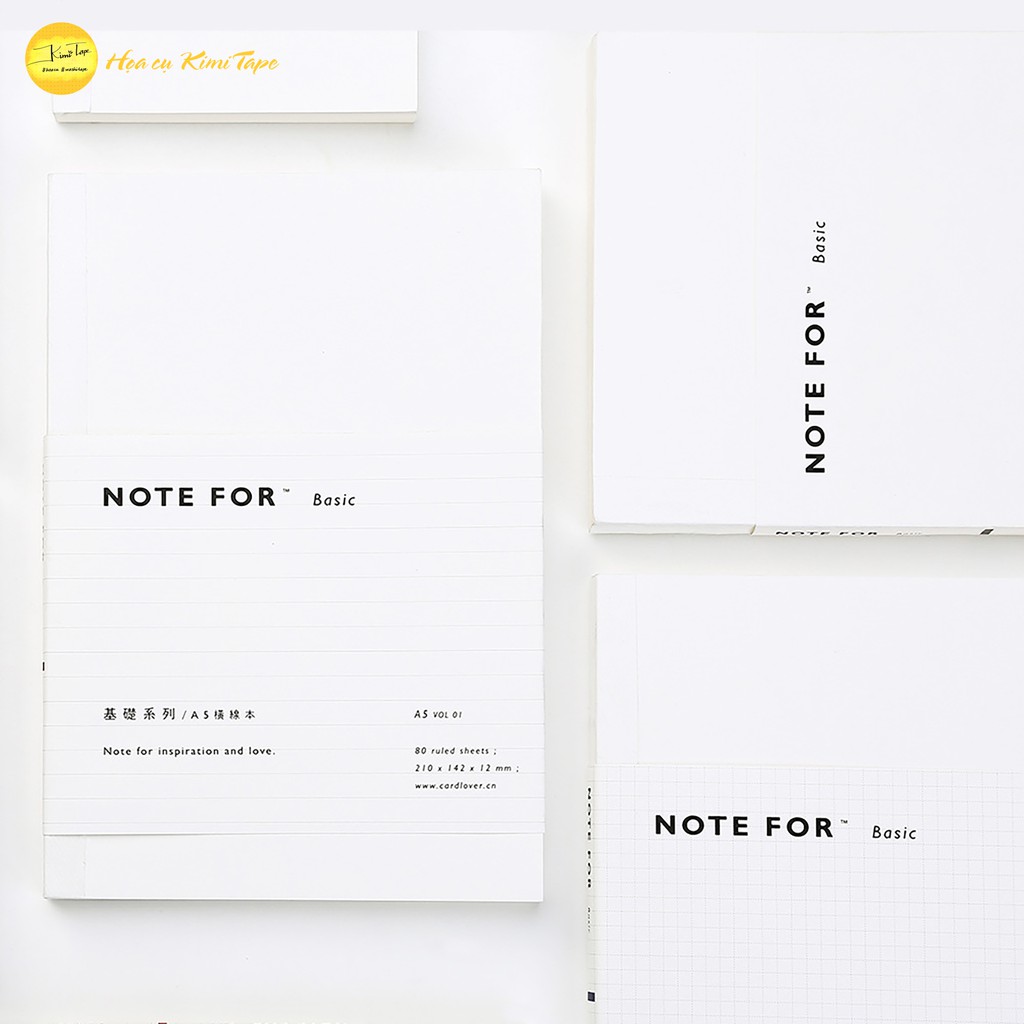 Sổ tay cơ bản NOTE FOR BASIC A5, A6 làm Bullet Journal/Planner/Nhật ký/Scrapbook - Sổ grid ô vuông, trơn, kẻ ngang