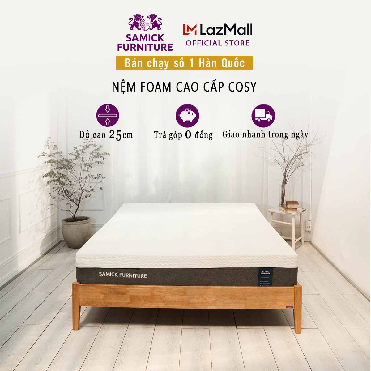 Nệm Cao su Memory Foam Cao Cấp Samick Hàn Quốc - Cosy