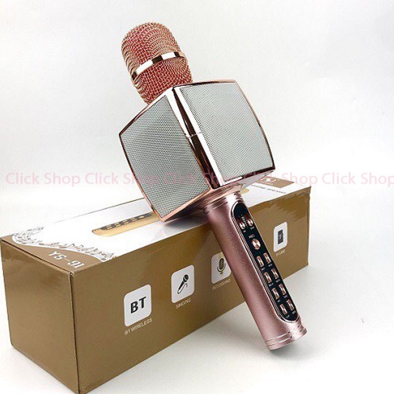 Micro karaoke bluetooth không dây đa năng , mic karaoke ys91 có loa bass lớn hàng chính hãng