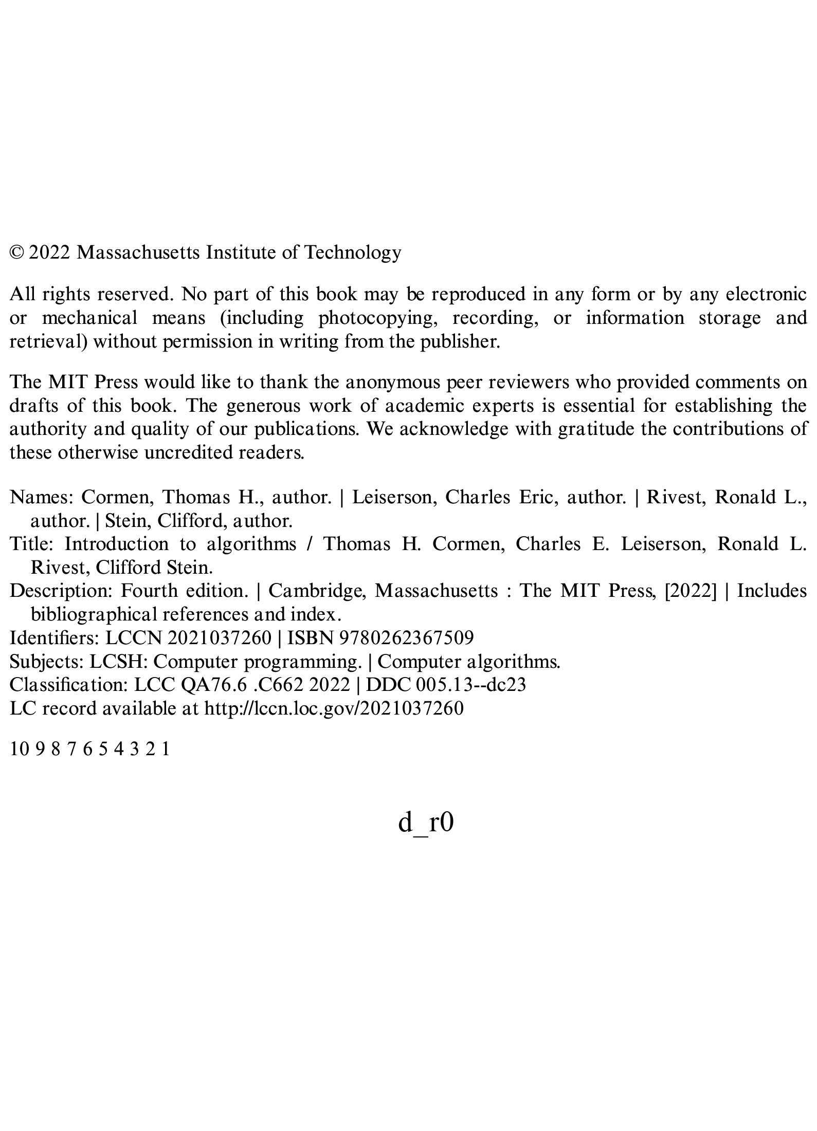 Introduction to Algorithms 4th edition