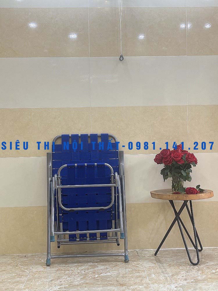 Ghế xếp dây dù đan khung inox cao cấp GX07