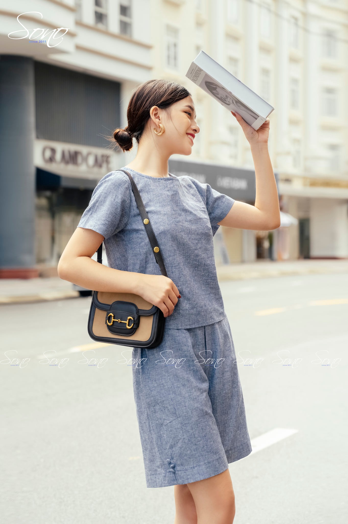 Set short lửng xanh jean