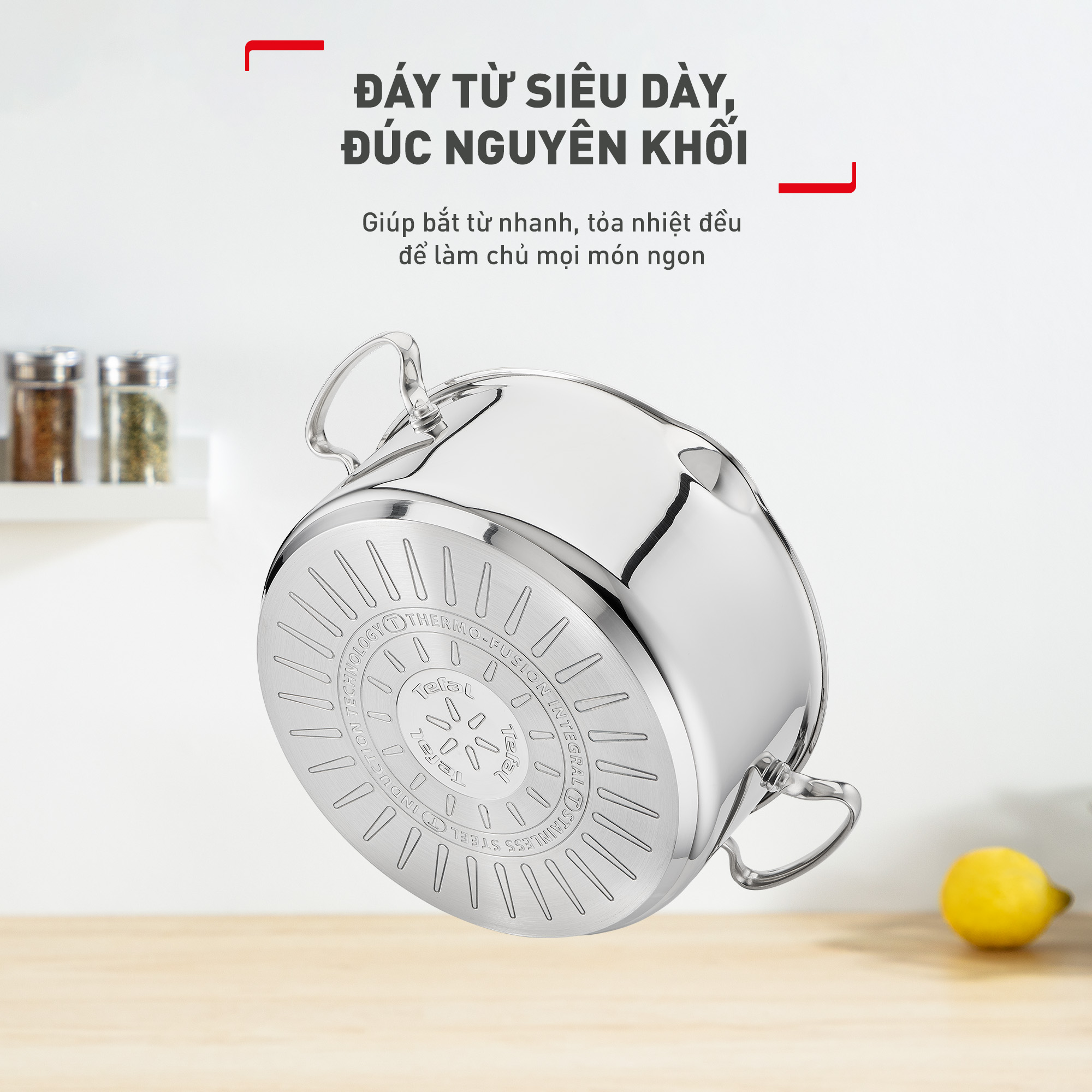Bộ 3 nồi inox cao cấp Tefal Duetto Plus (Quánh 16cm - 1.4L, Nồi 20cm - 2.8L, Nồi 24cm - 4.9L)