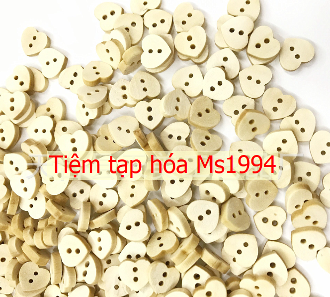 Nút trái tim - cúc gỗ / khuy gỗ trái tim - dụng cụ trang trí may vá