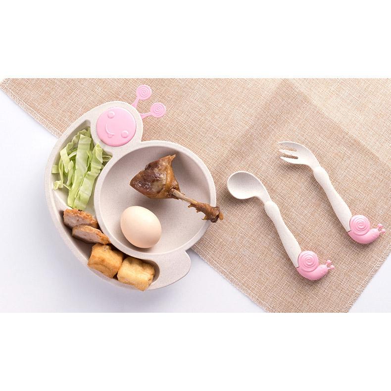 (CHỌN MÀU) Bộ Bát Ăn Dặm Lúa Mạch 5 Món Hình Ốc Sên Cho Bé HSA1141