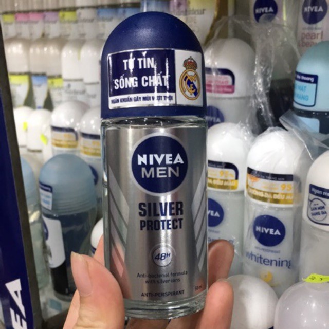 [HCM]Lăn Khử Mùi Nivea Men Silver Protect 50ml ( phân tử bạc )
