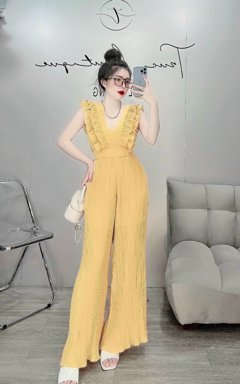 Jum dập ly dài cổ V bèo chất voan lụa có lót 40 - 55kg