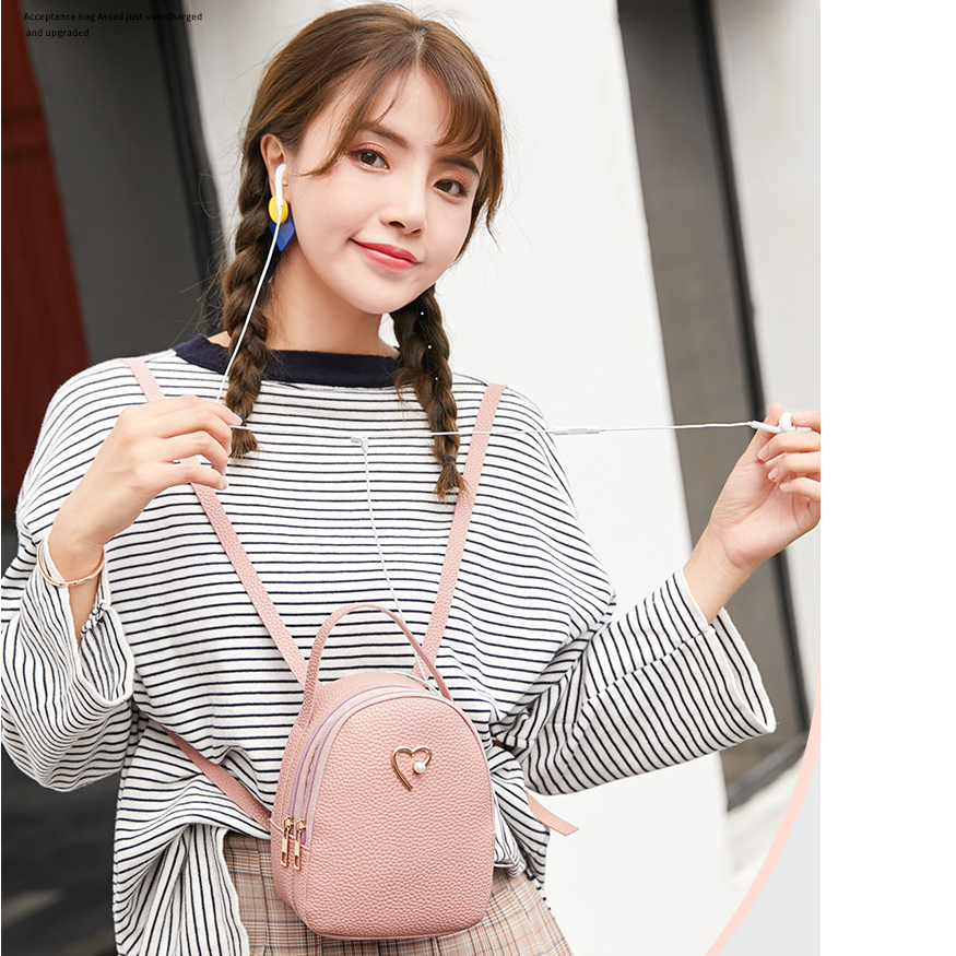 Balo Nữ Giả Da Trái Tim B37 Hồng