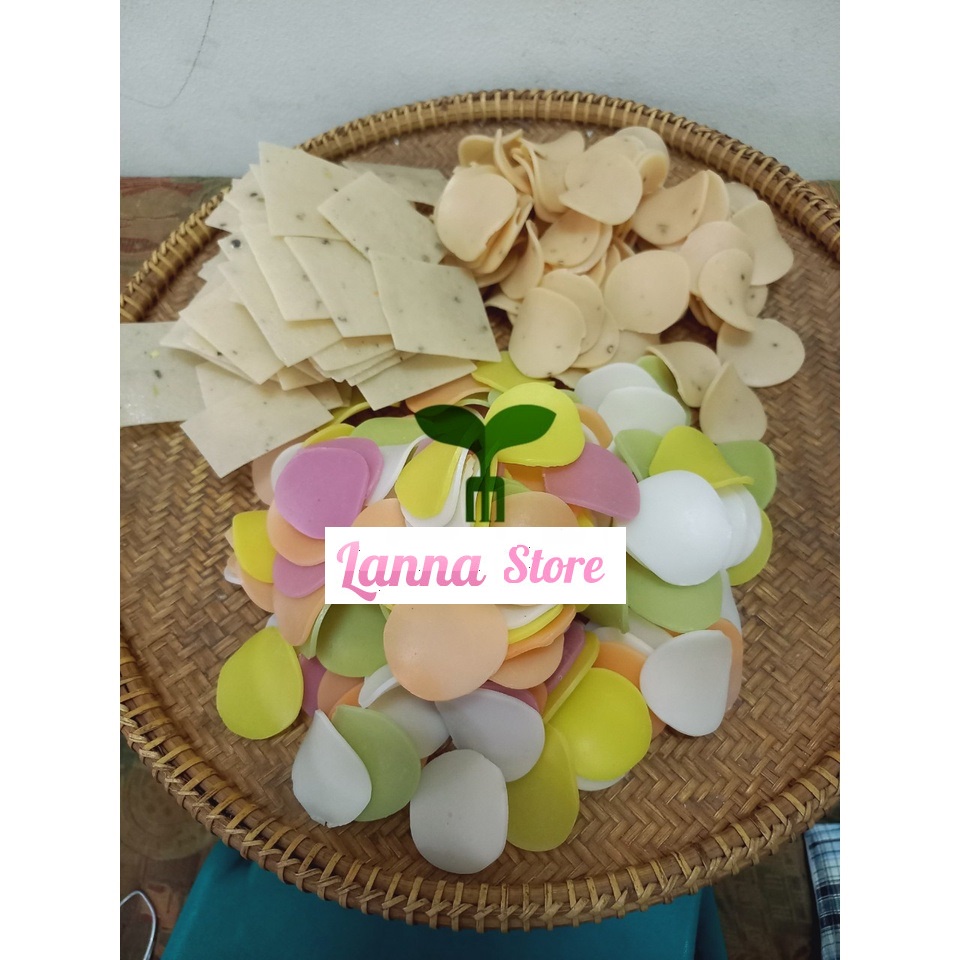Bánh phồng tôm rau củ màu tự nhiên gạo lứt ăn chay ăn mặn - gói 500gr