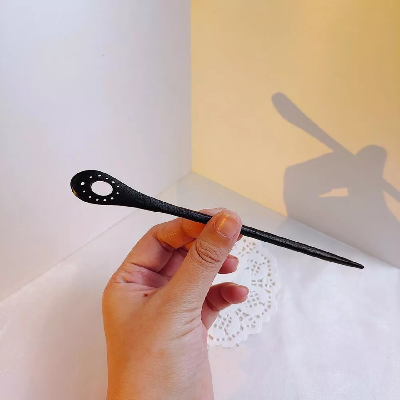 Trâm búi tóc cổ phong thân gỗ mun đen 18cm