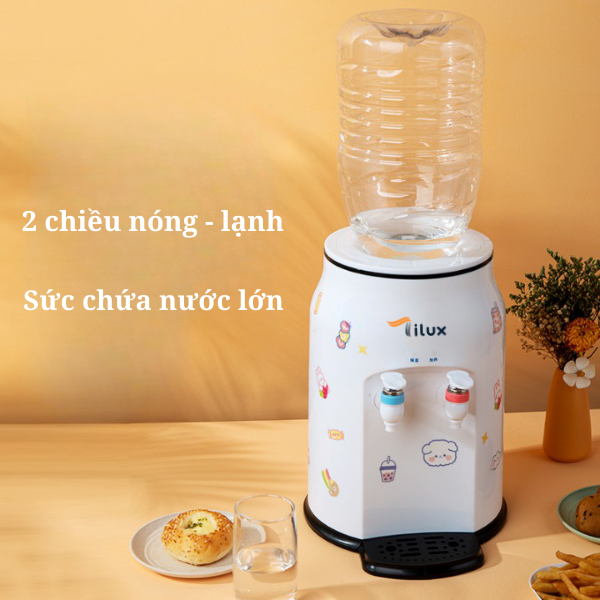 Cây nước nóng lạnh mini để bàn, bình nước nóng tiết kiệm điện có công tắc bật nóng lạnh