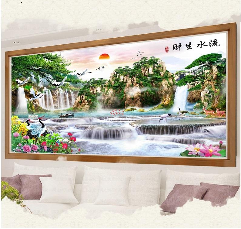 Tranh thêu chữ thập chỉ lụa 195x92cm