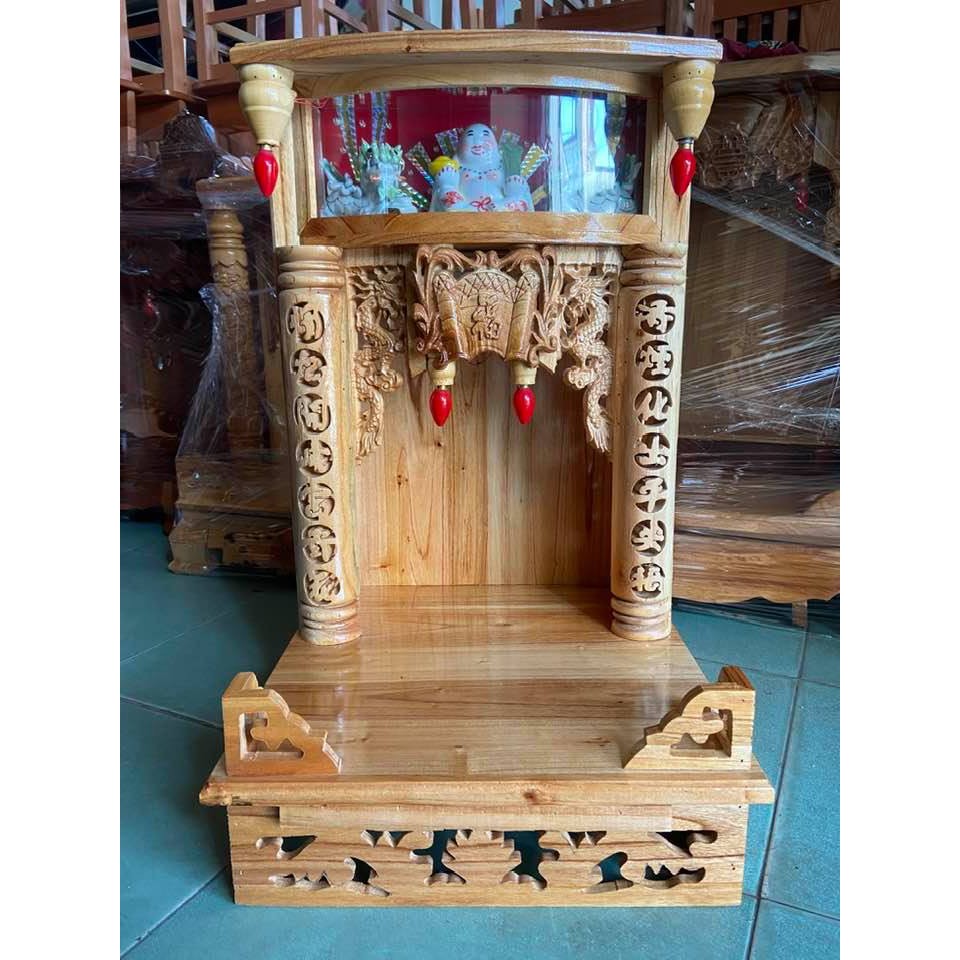 Bàn thờ thần tài ông địa hộp đèn 42 x 68cm, bàn thờ gỗ ông địa