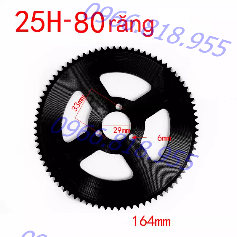 Nhông 80 răng vừa xích cam xe máy 25H và loại 92 răng