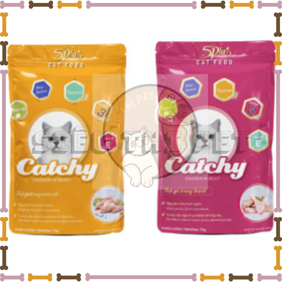 (KHUYẾN MÃI) Pate 5Plus Catchy cho mèo 70gr