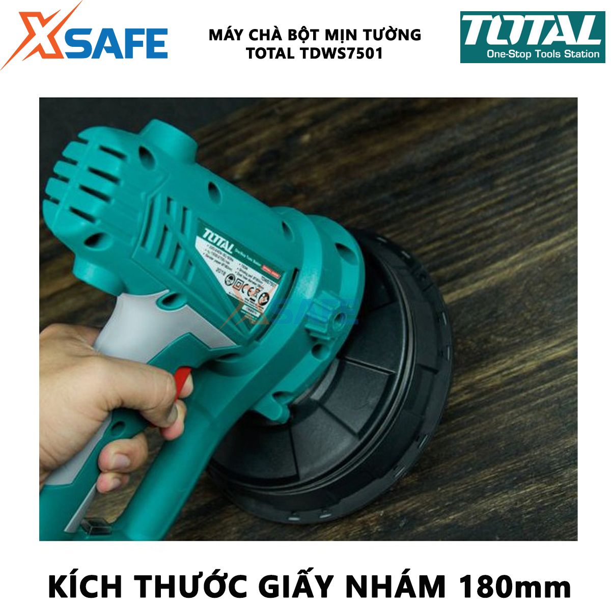 Machine scrub powder smooth wall Total TDWS7501 | machine scrub smooth wall capacity: 750W attached 5 pieces sanding, 2 ống bowel chicken and 1 dust bag, used for polishing the surface of the wall before painting [XTools] [xsafe]