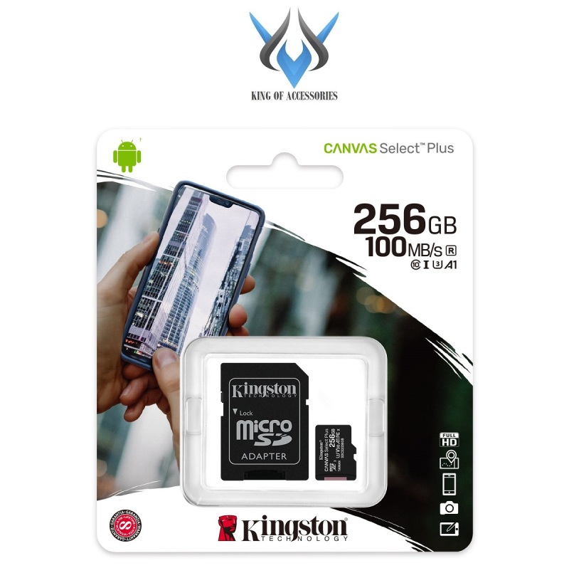 Thẻ nhớ microSDXC Kingston Canvas Select Plus 256GB U3 V30 A1 R100MB/s W85MB/s (Đen) - Kèm Adapter - Phụ Kiện 1986