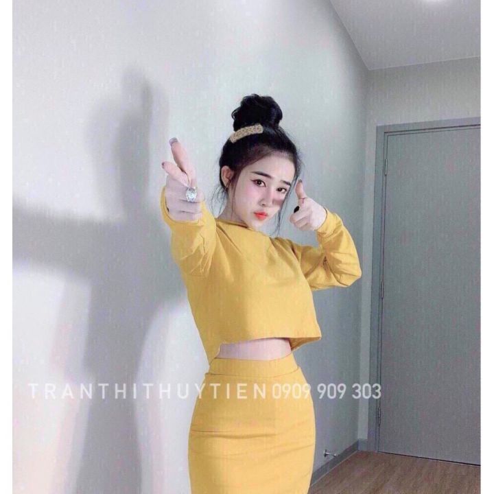Set áo crotop chân váy cho nữ dưới 55kg