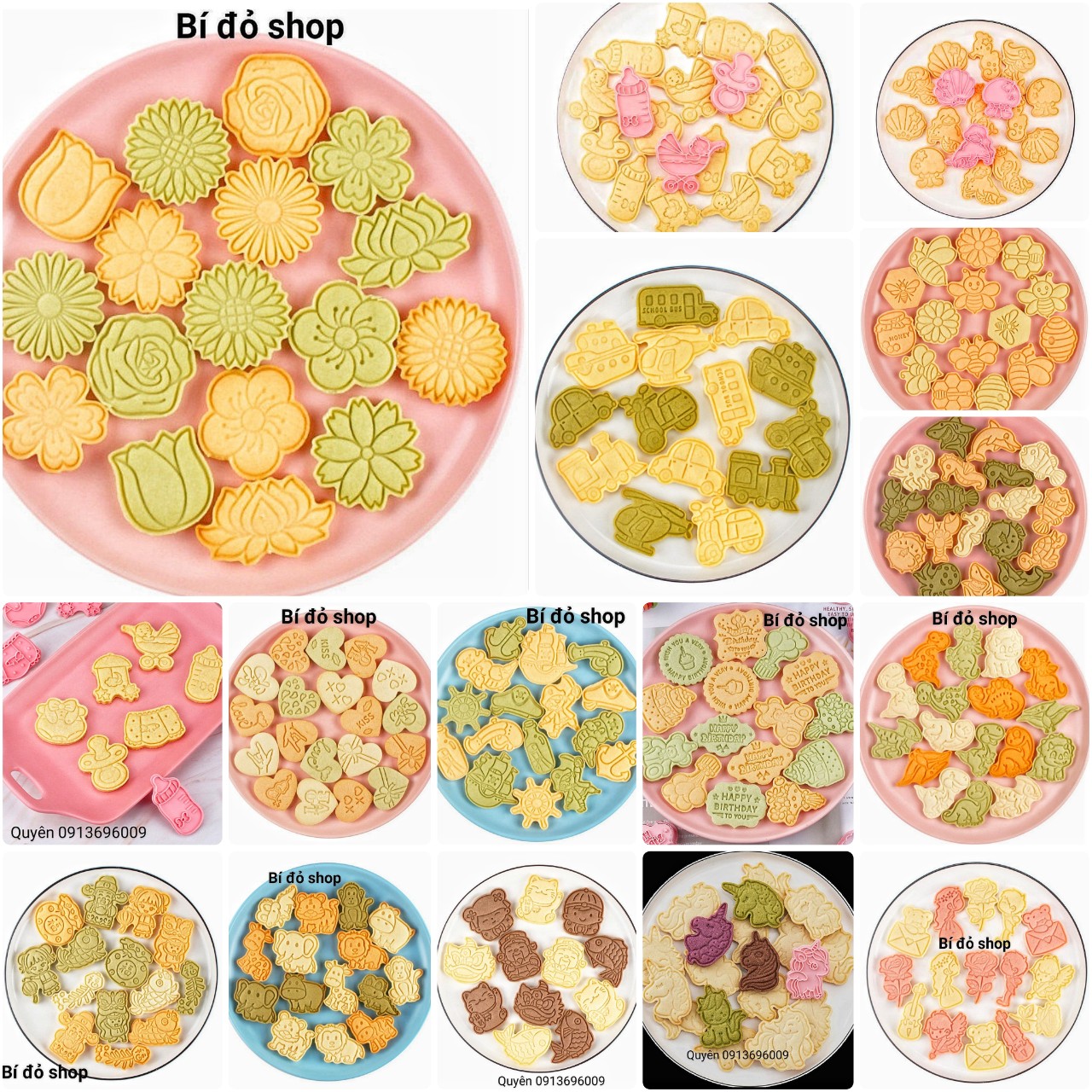 Album Bộ 6 -8 khuôn bánh quy bánh qui cookies cookie 3D bằng nhựa - Bí đỏ shop nguyên liệu dụng cụ làm bánh