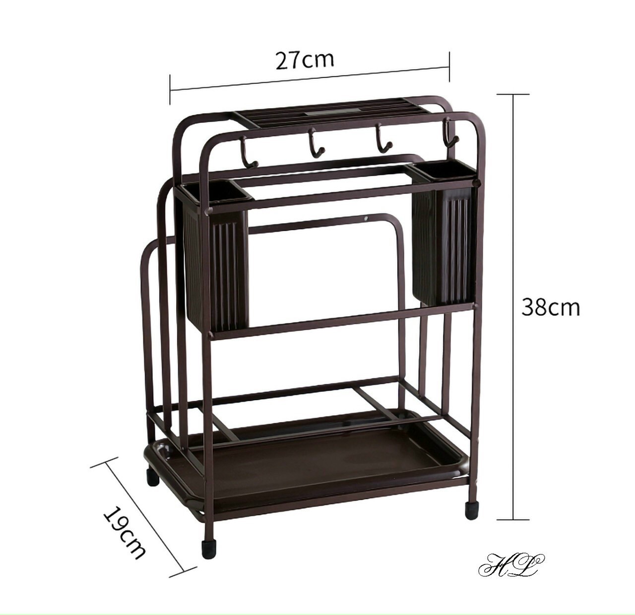 Kệ để dao thớt cao cấp có ống cắm đũa thìa đen