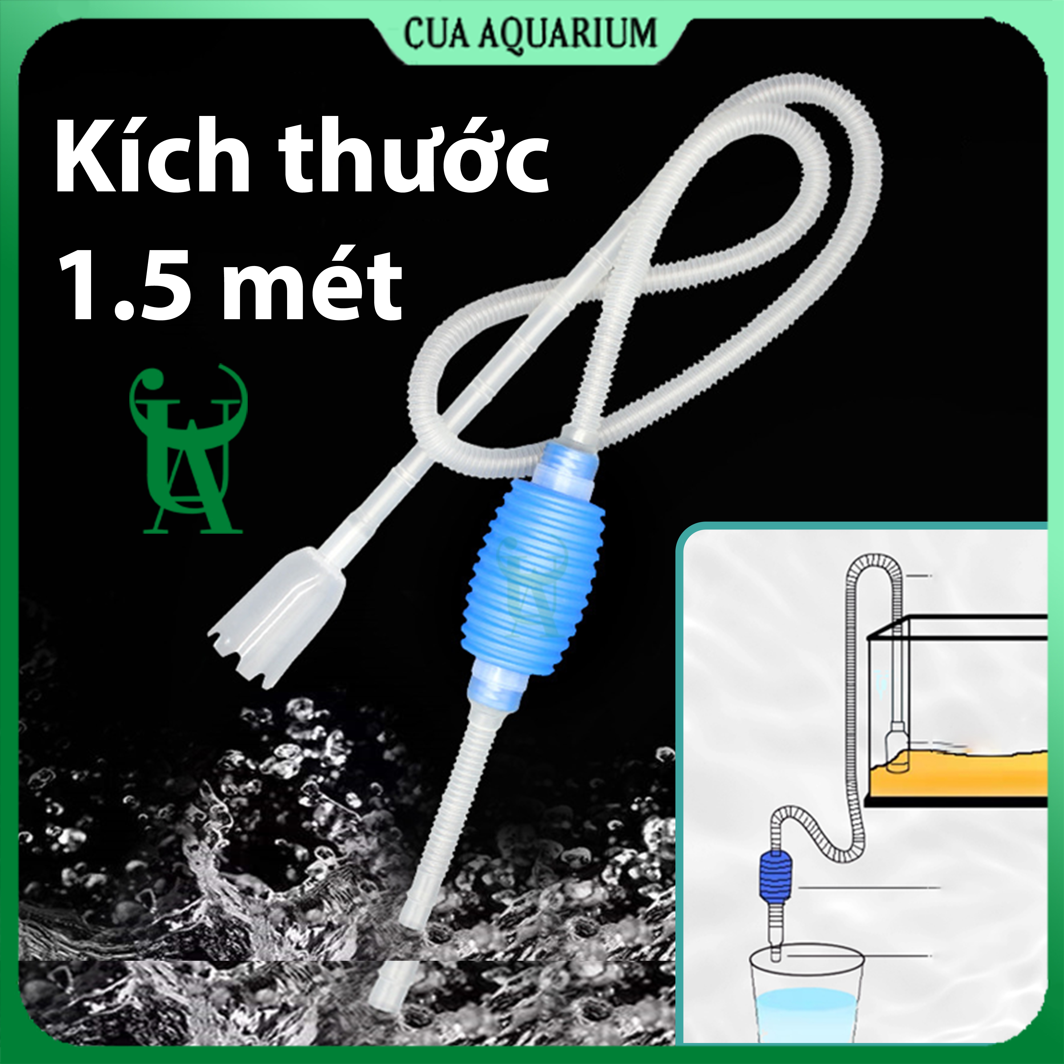Ống hút cặn phân cá bơm tay thay nước hồ cá hồ thuỷ sinh