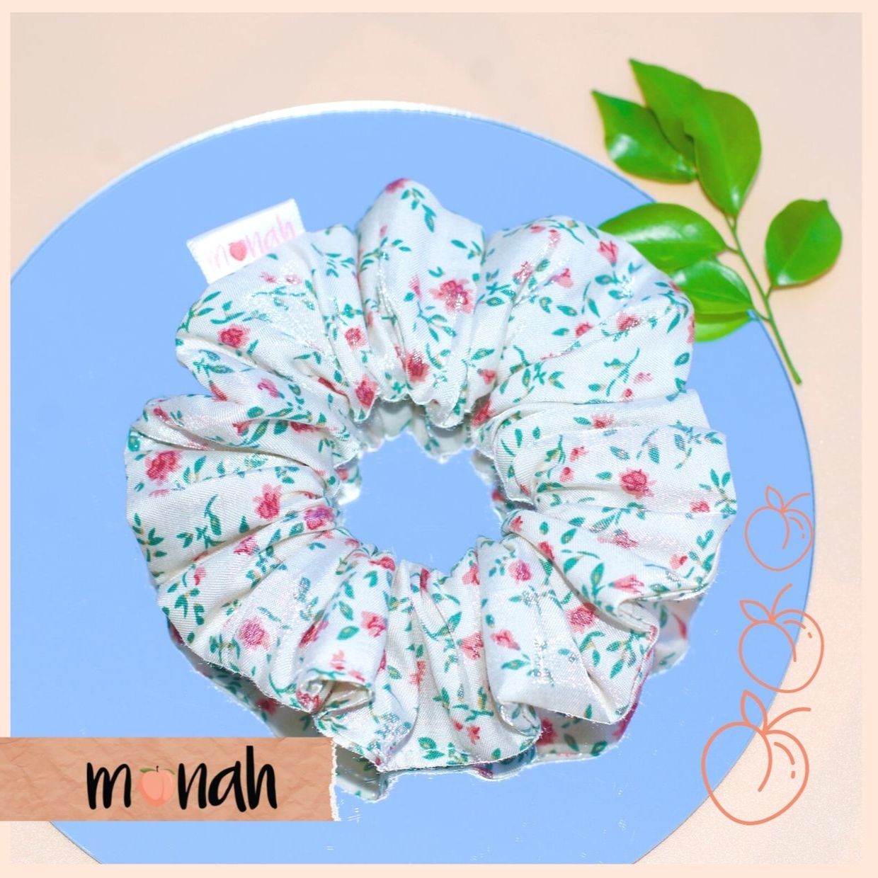 [HCM]Dây buộc tóc cột tóc scrunchie trắng hoa nhí lụa cao cấp