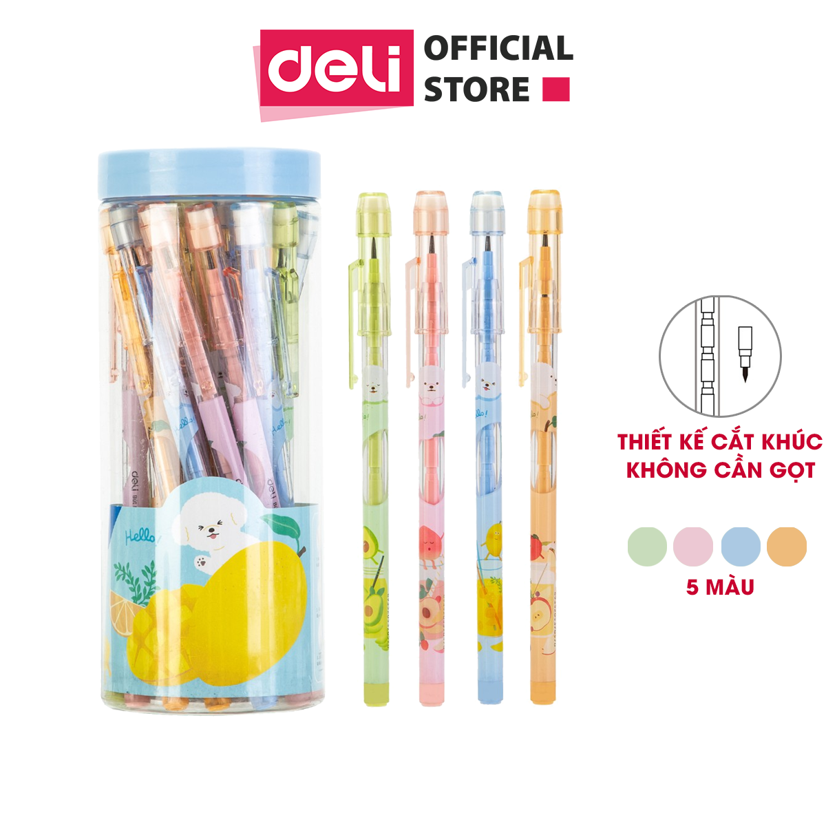 Bút chì khúc học sinh hb deli - c095 kèm tẩy