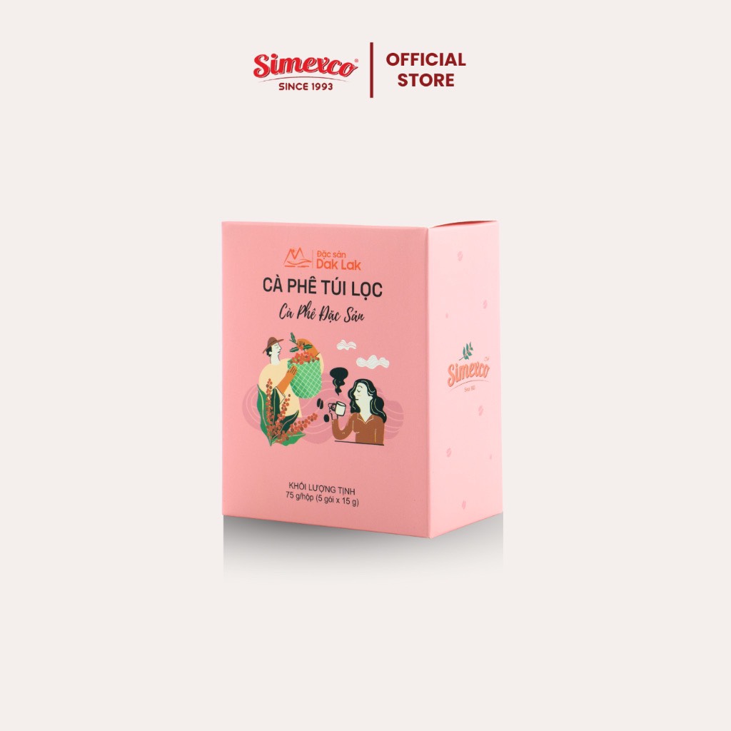 Cà phê túi lọc Simexco - Công thức Đặc sản - Cafe Fine Robusta (Hộp 75g chứa 5 gói 15g)