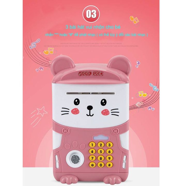 Két sắt vân tay mèo hồng dễ thương cho bé gái ( hồng )
