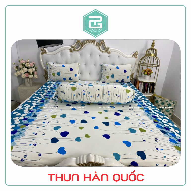 Bộ ga gối Thun Lạnh Hàn Quốc {4 món} họa tiết ( 1 ga bọc + 2 vỏ gối nằm + 1 vỏ gối ôm )