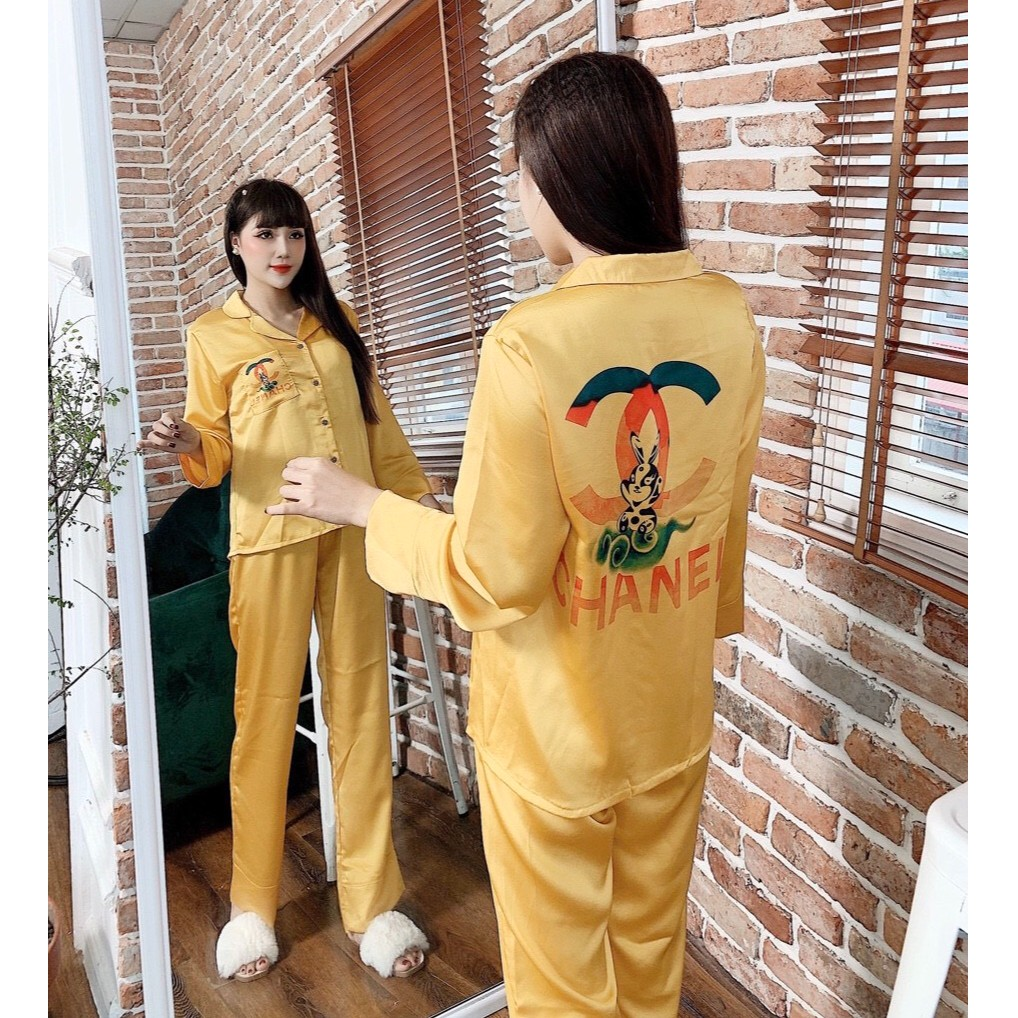 Bộ pijama lụa hình tay dài quần dài