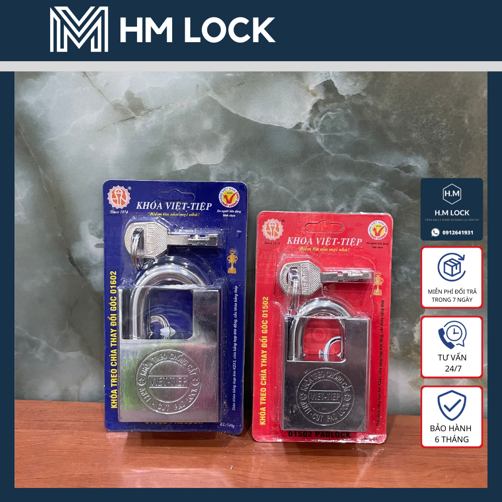 Ổ KHOÁ VIỆT TIỆP CHỐNG CẮT 50, 60MM - THÉP KHÔNG GỈ CAO CẤP - HÀNG CHÍNH HÃNG - HM LOCK