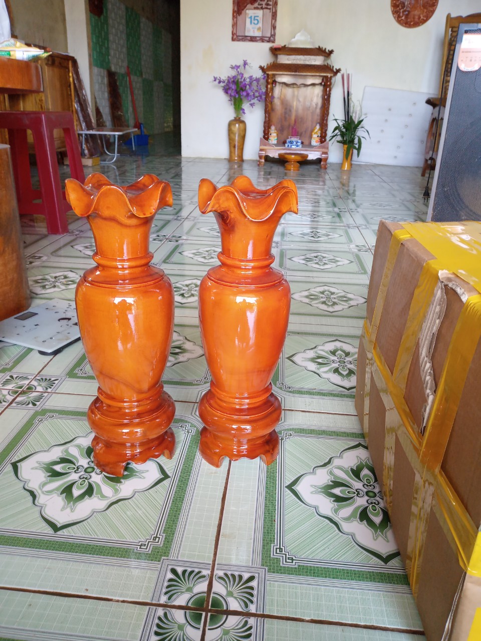 CẶP LỤC BÌNH GỖ TRÀM CAO 41CM X 14CM