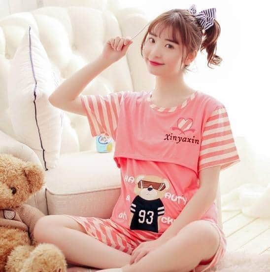 [HCM]bộ bầu cộc tay bộ sau sinh cho con bú(50-75kg)