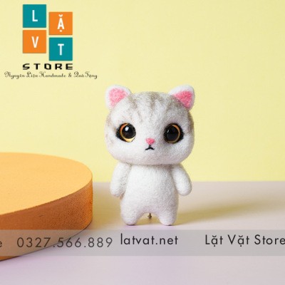 [HCM]Bộ Kit Len Chọc Mèo Mơn Mởn 2 Dễ Thương- Needle Felting Cat- Quà Tặng Handmade ý nghĩa cho người yêu quý