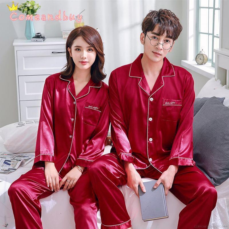 Đồ ngủ lụa mỏng tay dài cho cặp đôi HOT ●9/16✌