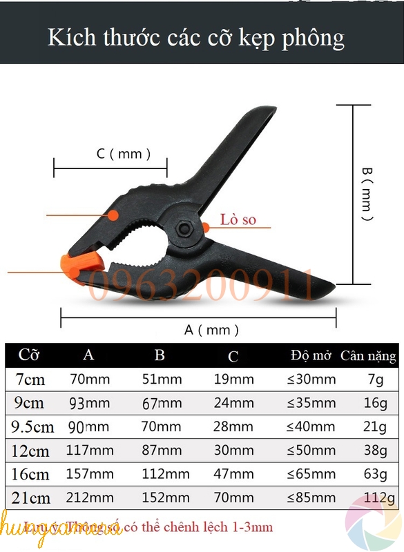 Kẹp phông nền chụp ảnh Studio ( nhiều cỡ 15cm/ 12cm/ 9cm/ 7cm)