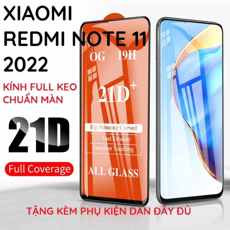 Kính cường lực full màn Xiaomi Redmi note 11 / note 11s (2022) chuẩn đẹp, bền, tặng đầy đủ phụ kiện