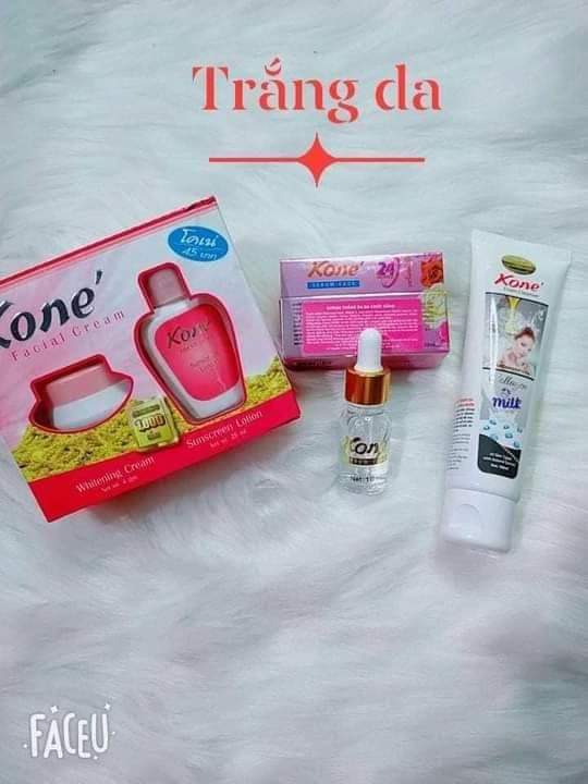 Combo dưỡng trắng da kone thái lan (sét 3món gồm bộ kem, sữa rửa mặt, serum trắng da)