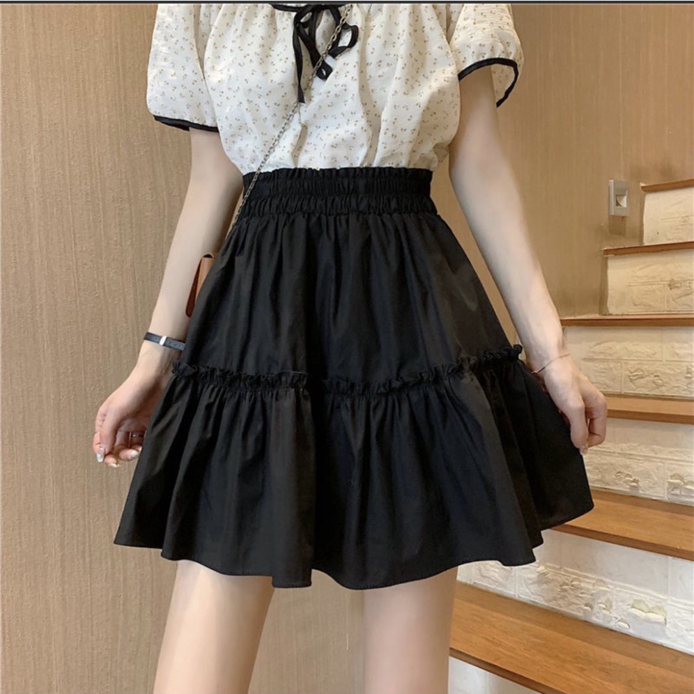 Chân váy ngắn chân váy tầng chân váy nhún xòe cạp thun chất vải cao cấp - CV414