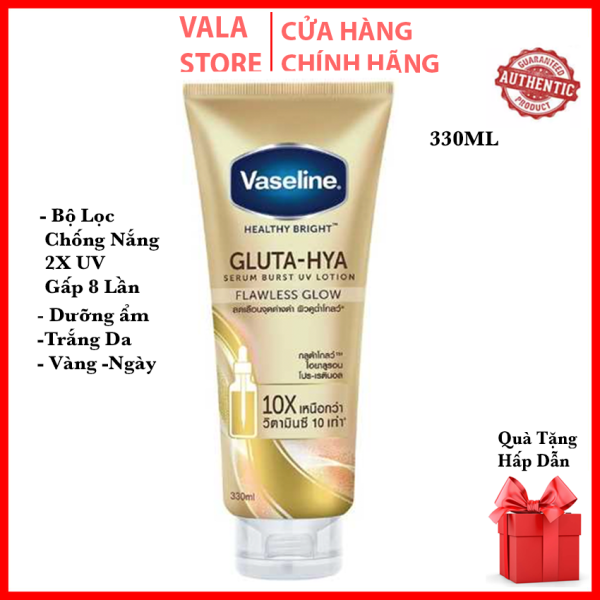 [Mẫu Mới 2021] Sữa Dưỡng Thể Trắng Da Vaseline Healthy Bright Gluta HYA Serum Burst Lotion 10X (vàng ban ngày )Thái Lan