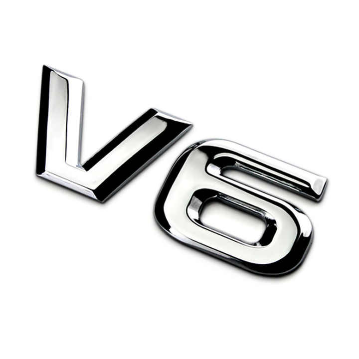 Decal tem chữ V6 inox dán ô tô trang trí ngoài xe G40107