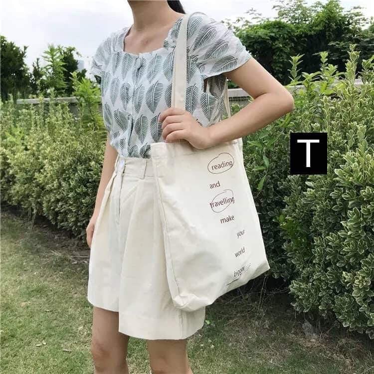 [Túi tote] Túi vải in hình dọc chữ DTR0319