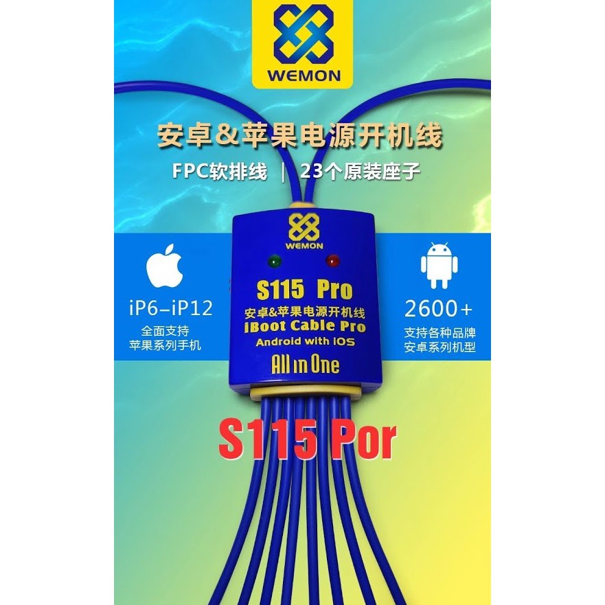 Dây cấp nguồn iPhone & Android Wemon S115 Pro (6 đầu từ 6P đến 13 Pro Max + 17 đầu Andoid)
