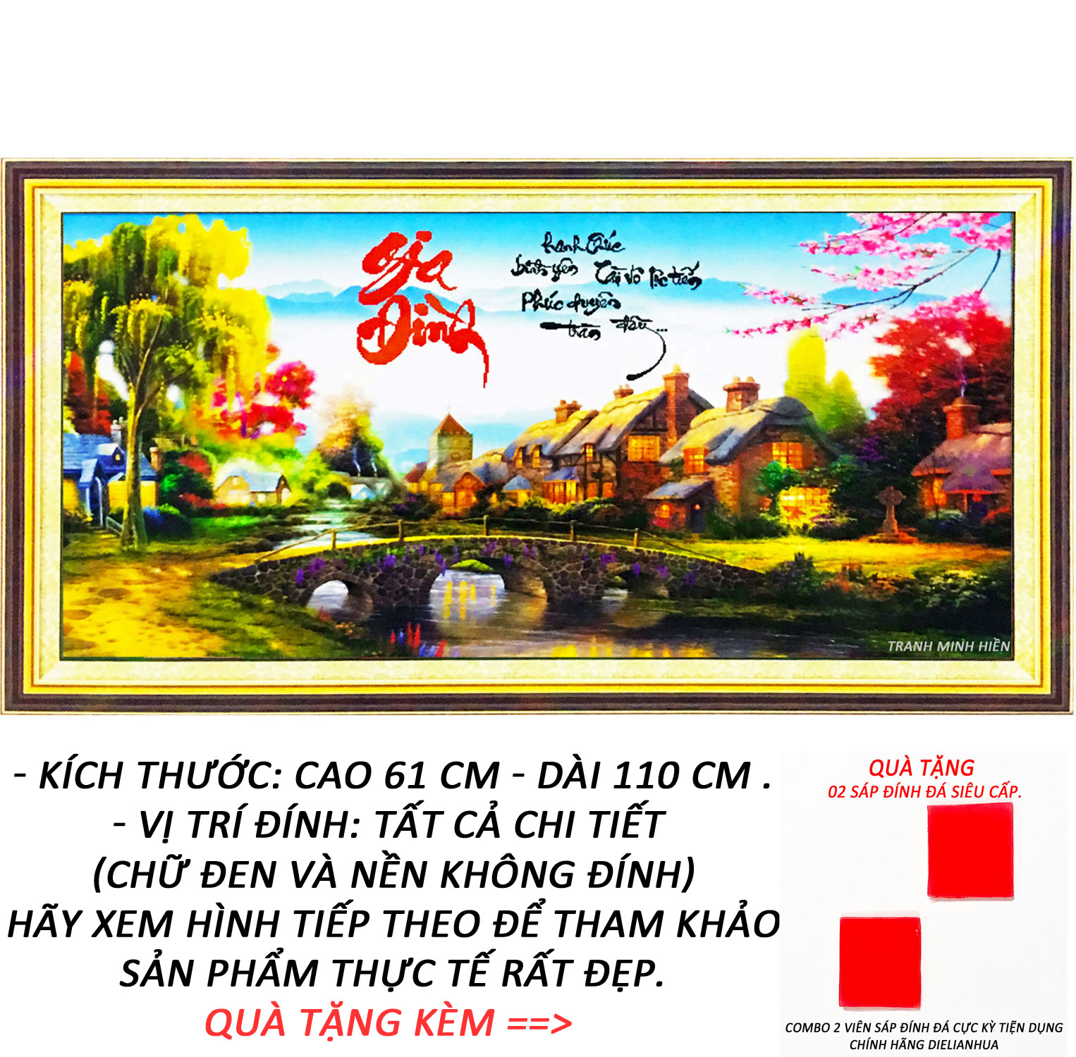 Tranh đính đá 5D - Phú Quý Cát Tường - Tranh Mỹ Thuật Minh Hiền