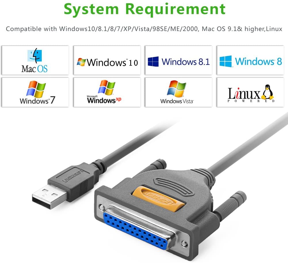 Dây cáp USB to DB25 Ugreen 20224 dành cho máy in