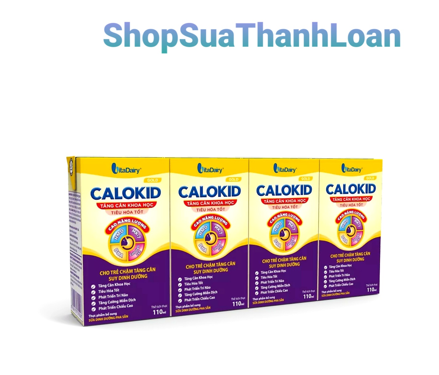 (HSD T1-2027) Thùng 24/ 48 Hộp Sữa Pha Sẵn Vitadairy CALOKID GOLD 110ml.