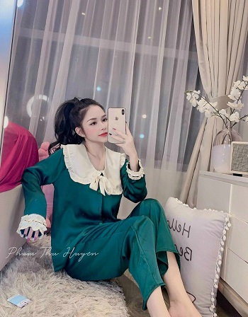 [HCM]ĐỒ BỘ LỤA TIN CỔ BÁNH BÈO PHỐI NƠ  CAO CẤP
