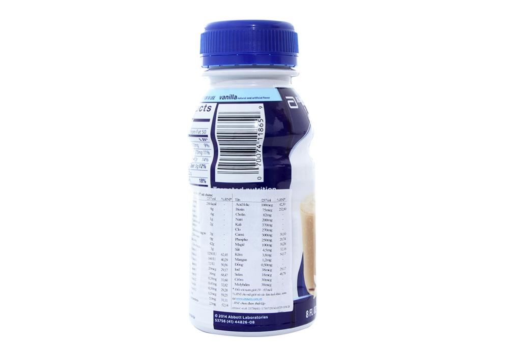 Lốc 6 chai sữa bột pha sẵn Ensure Original vani 237ml